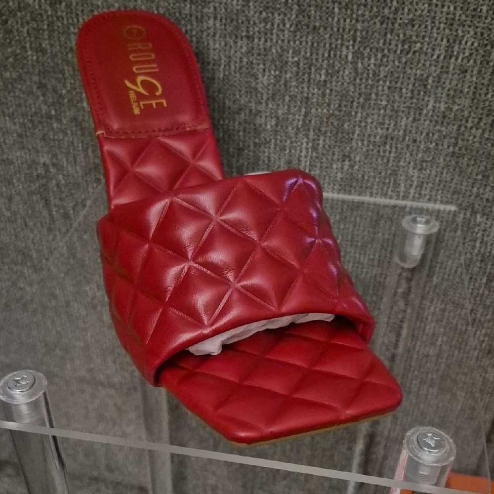 Rouge Helium Red Quilted Women's Slide Sandals